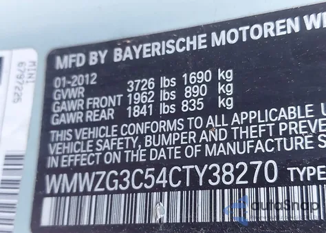 2012 Mini Cooper S Clubman z USA, uszkodzony, nr VIN WMWZG3C54CTY38270